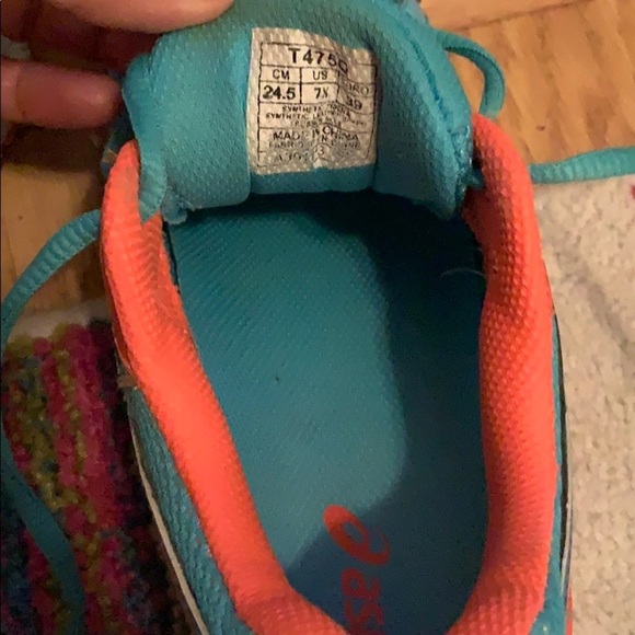 ASICS gel contend 2 aqua & coral sneakers size 7.5 - Picture 7 of 8